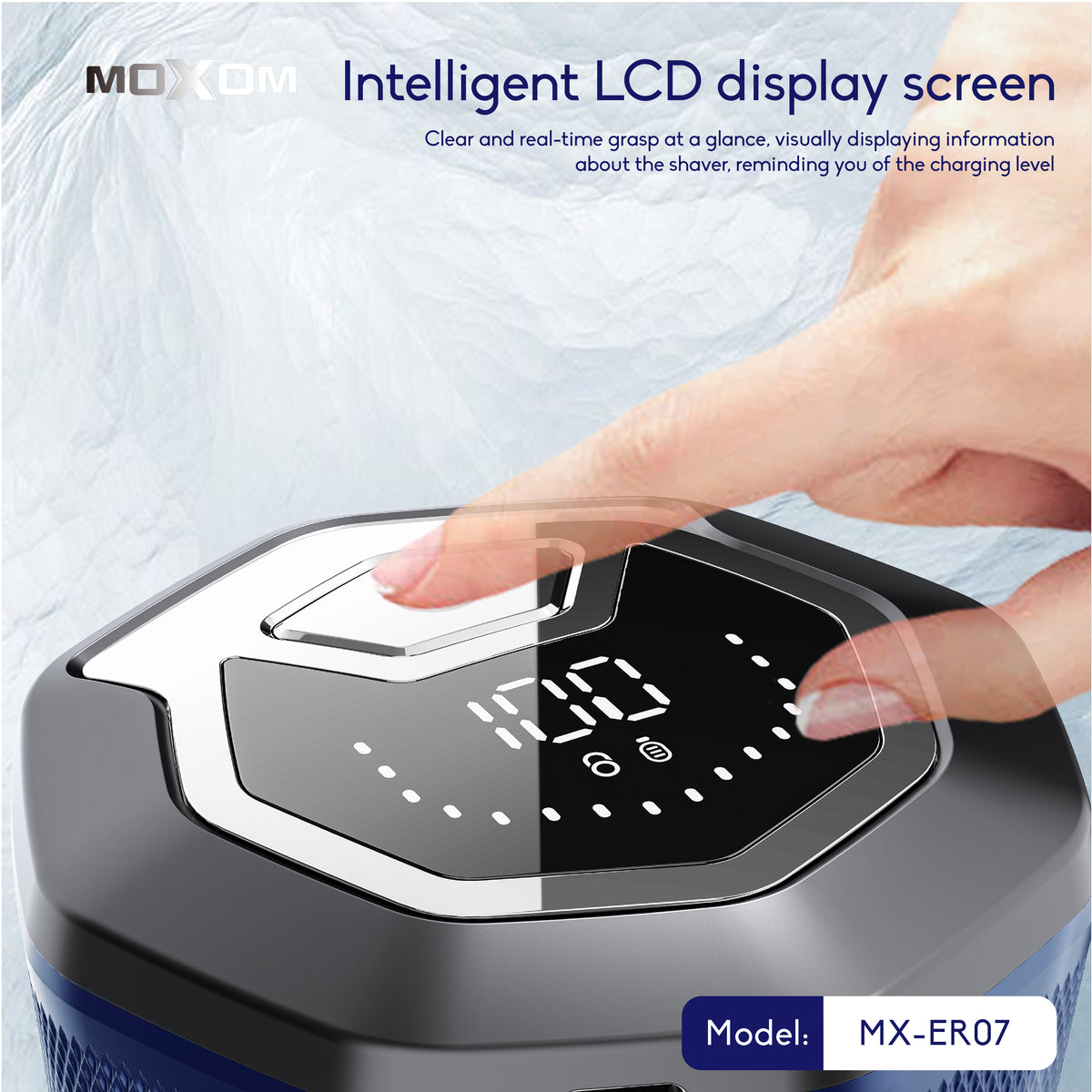 MOXOM MX-ER07 6-Head Magnetic Electric Shaver – LCD Display, 150 Min Cordless, Type-C Fast Charge