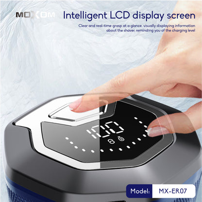 MOXOM MX-ER07 6-Head Magnetic Electric Shaver – LCD Display, 150 Min Cordless, Type-C Fast Charge