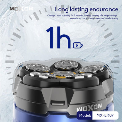 MOXOM MX-ER07 6-Head Magnetic Electric Shaver – LCD Display, 150 Min Cordless, Type-C Fast Charge