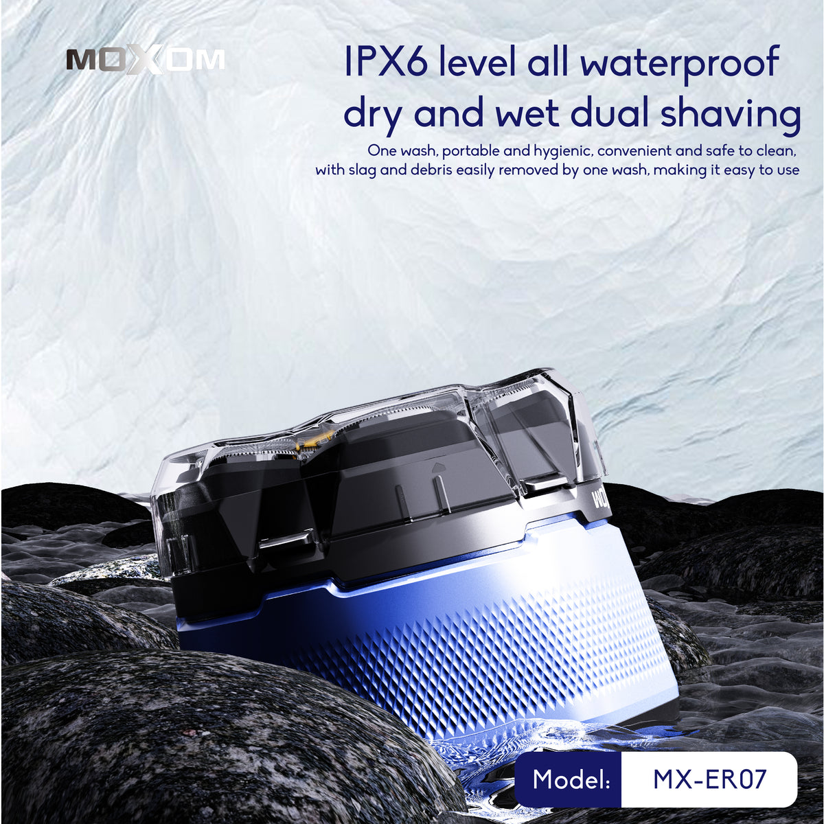 MOXOM MX-ER07 6-Head Magnetic Electric Shaver – LCD Display, 150 Min Cordless, Type-C Fast Charge