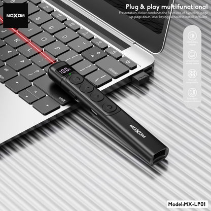 MOXOM MX-LP01 Pioneer Wireless Presenter Laser Pointer – 100m Control, 2.4GHz, Type-C Rechargeable
