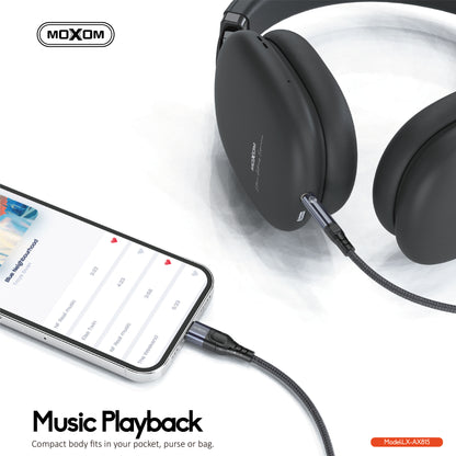 MOXOM LX-AX815 Lightning to 3.5mm AUX Cable – iPhone to Car Stereo, Speaker & Headphones, Braided, 1m