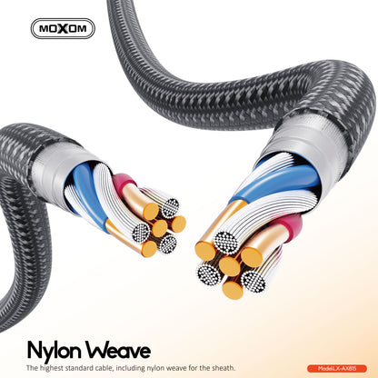 MOXOM LX-AX815 Lightning to 3.5mm AUX Cable – iPhone to Car Stereo, Speaker & Headphones, Braided, 1m