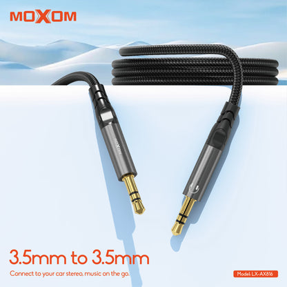 MOXOM LX-AX816 3.5mm AUX Audio Cable – Aluminium Alloy & Nylon Braided, Car Stereo & Speaker, 1m