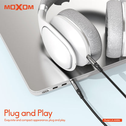 MOXOM LX-AX816 3.5mm AUX Audio Cable – Aluminium Alloy & Nylon Braided, Car Stereo & Speaker, 1m