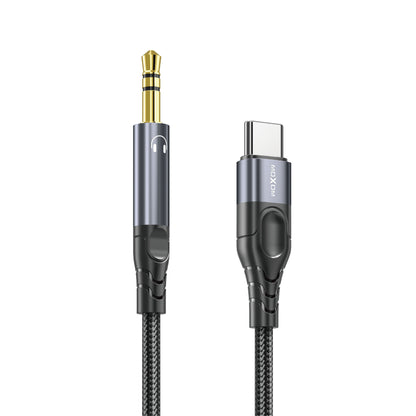 MOXOM LX-AX817 USB-C to 3.5mm AUX Cable – Phone to Car Stereo & Speaker, Braided Nylon, Black