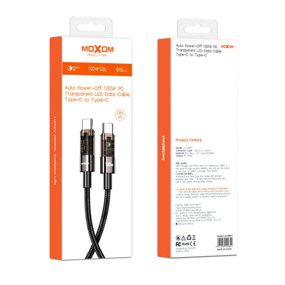 MOXOM LX-CB847 Braided USB-C to USB-C Cable – PD Fast Charging, Tangle-Resistant, Extra Long 1.8m