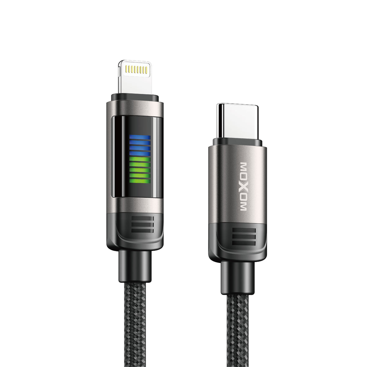 MOXOM LX-CB901 LED Rhythm USB-C to Lightning Cable – 36W PD Fast Charging, Zinc Alloy & Nylon, 1.2m