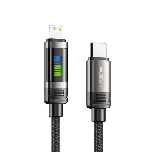 MOXOM LX-CB901 LED Rhythm USB-C to Lightning Cable – 36W PD Fast Charging, Zinc Alloy & Nylon, 1.2m