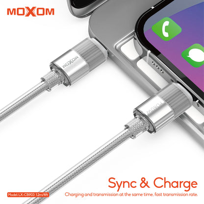 MOXOM LX-CB903 Transparent USB-C to USB-C Cable – 60W PD Fast Charging, Nylon Woven, 1.2m