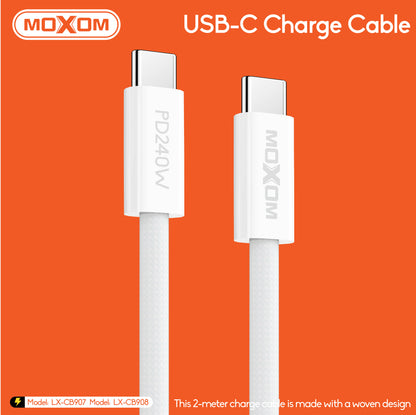 MOXOM LX-CB908 240W USB-C to USB-C Cable – PD Super Fast Laptop Charging, Extra Long 2m