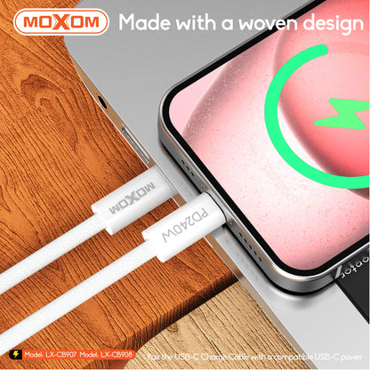 MOXOM LX-CB908 240W USB-C to USB-C Cable – PD Super Fast Laptop Charging, Extra Long 2m