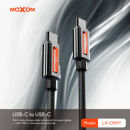 MOXOM LX-CB911 USB-C to USB-C Cable – 60W PD Fast Charging, Nylon Braided, Zinc Alloy, 1m
