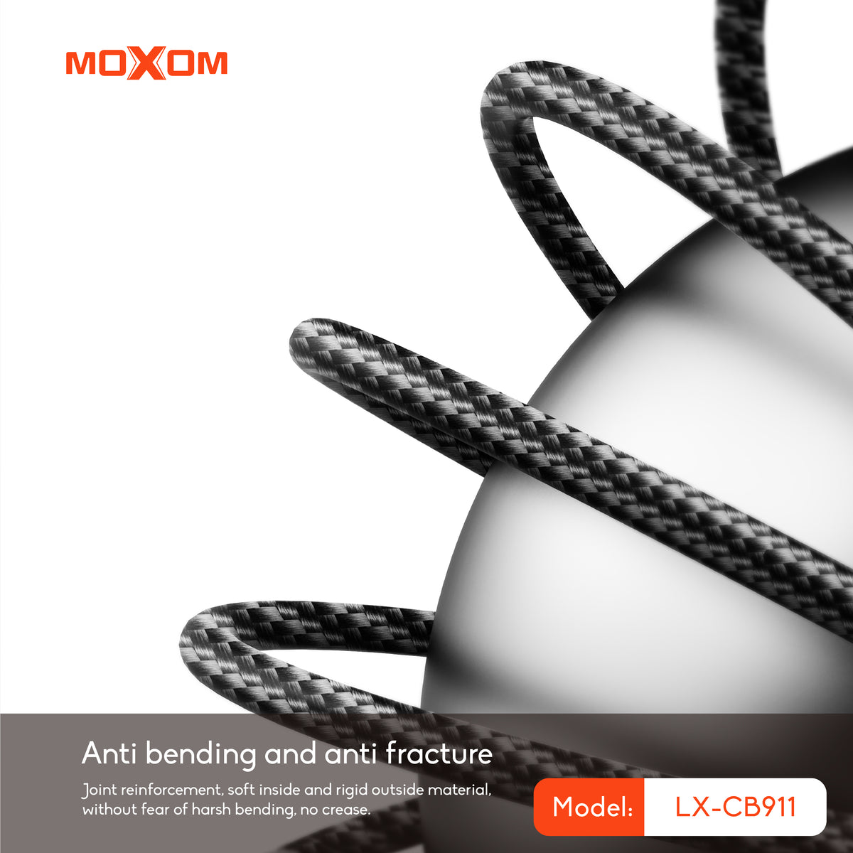 MOXOM LX-CB911 USB-C to USB-C Cable – 60W PD Fast Charging, Nylon Braided, Zinc Alloy, 1m