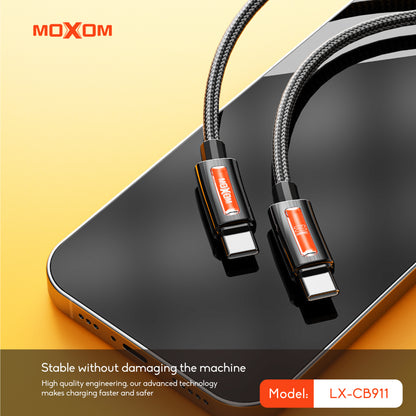 MOXOM LX-CB911 USB-C to USB-C Cable – 60W PD Fast Charging, Nylon Braided, Zinc Alloy, 1m