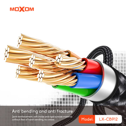 MOXOM LX-CB912 USB-C to Lightning Cable – 36W PD Fast Charging, Nylon Braided, Zinc Alloy, 1m