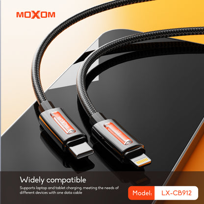 MOXOM LX-CB912 USB-C to Lightning Cable – 36W PD Fast Charging, Nylon Braided, Zinc Alloy, 1m
