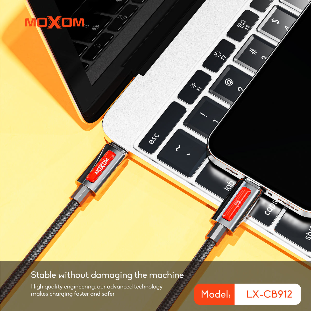 MOXOM LX-CB912 USB-C to Lightning Cable – 36W PD Fast Charging, Nylon Braided, Zinc Alloy, 1m