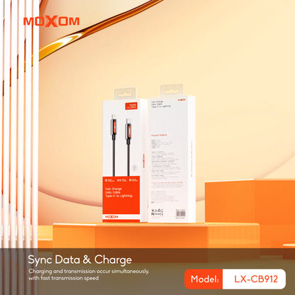 MOXOM LX-CB912 USB-C to Lightning Cable – 36W PD Fast Charging, Nylon Braided, Zinc Alloy, 1m