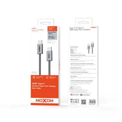 MOXOM LX-CB922 100W USB-C to USB-C Cable – Super Fast Charging for Laptop, Tablet & Phone, 1m