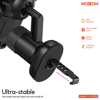 MOXOM LX-VS808 2-in-1 Vent Phone Holder + Bluetooth FM Transmitter – Stream to Car Stereo, USB Charging