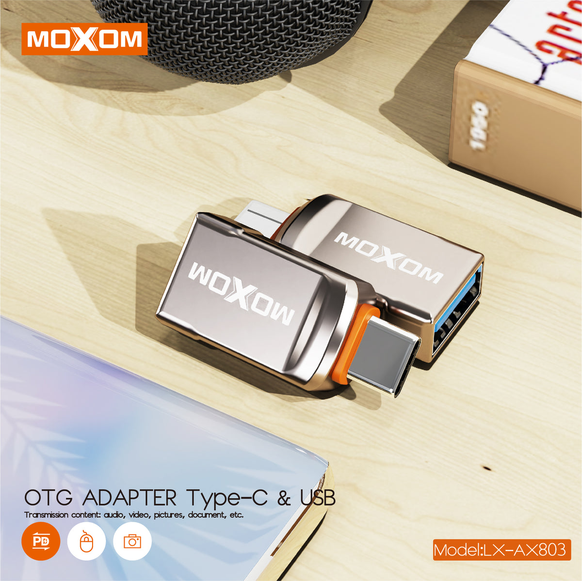 Moxom LX-AX803 Type-C to USB OTG Adapter – Silver
