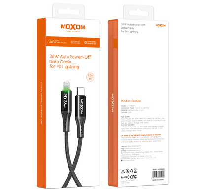 36W Auto Power-Off Data Cable for PD Lightning – MOXOM LX-CB805M
