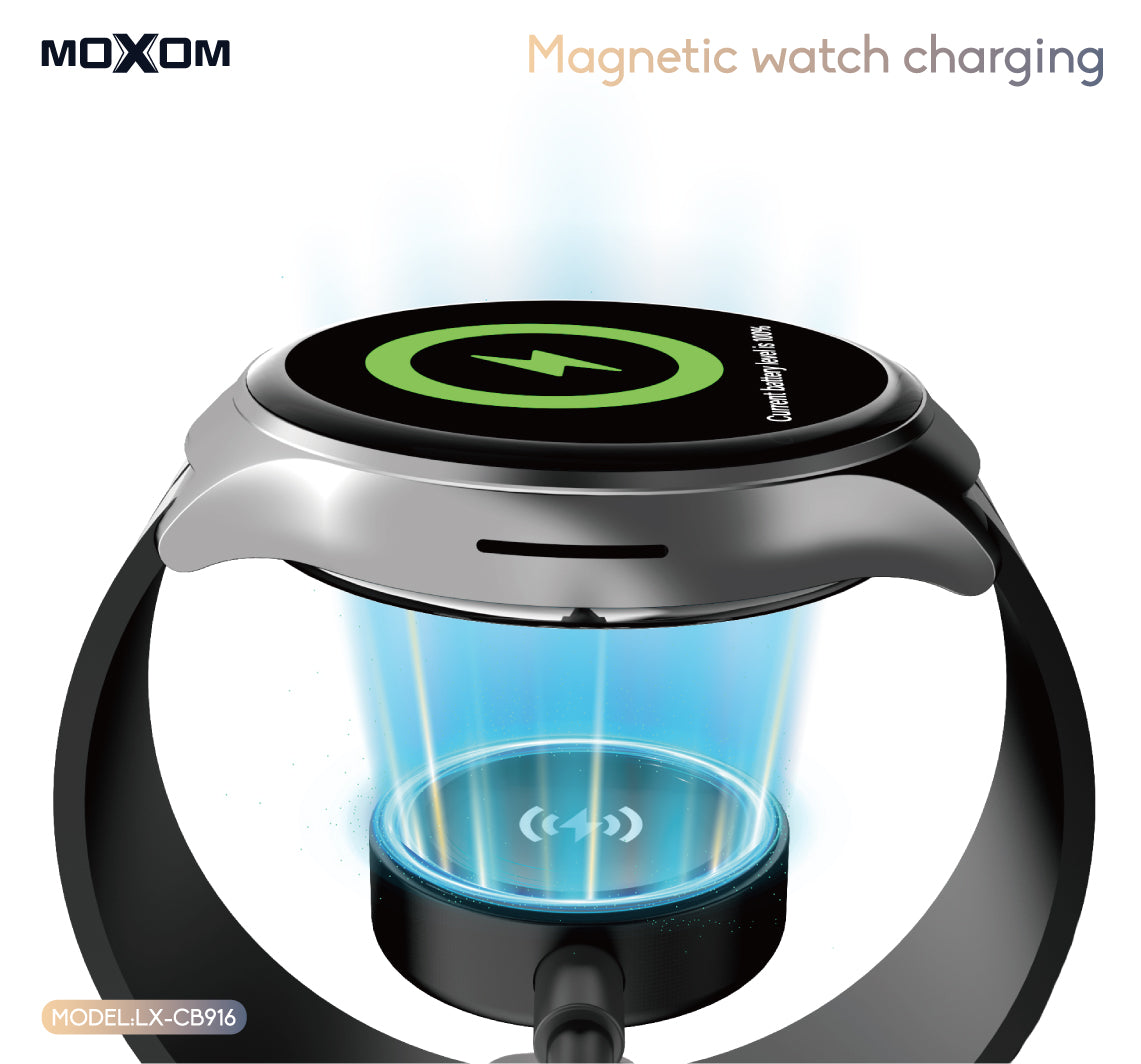Moxom LX-CB916 Magnetic Wireless Watch Charger & Multi-Device Cable