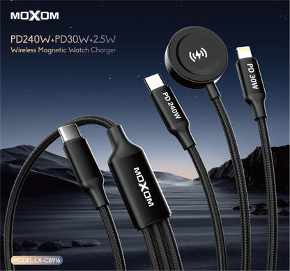 Moxom LX-CB916 Magnetic Wireless Watch Charger & Multi-Device Cable