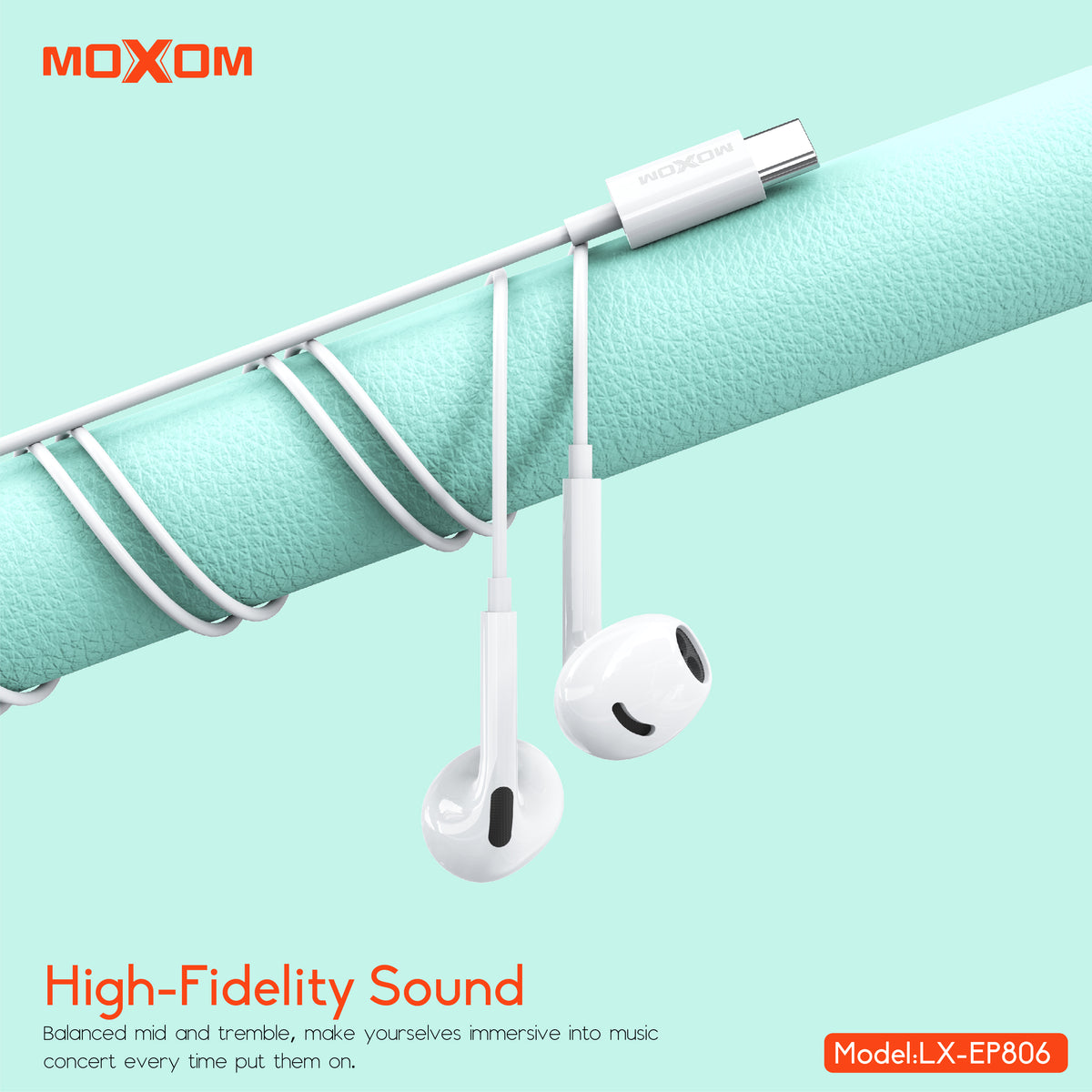 Type-C Dynamic Wired Earphone – MOXOM LX-EP806