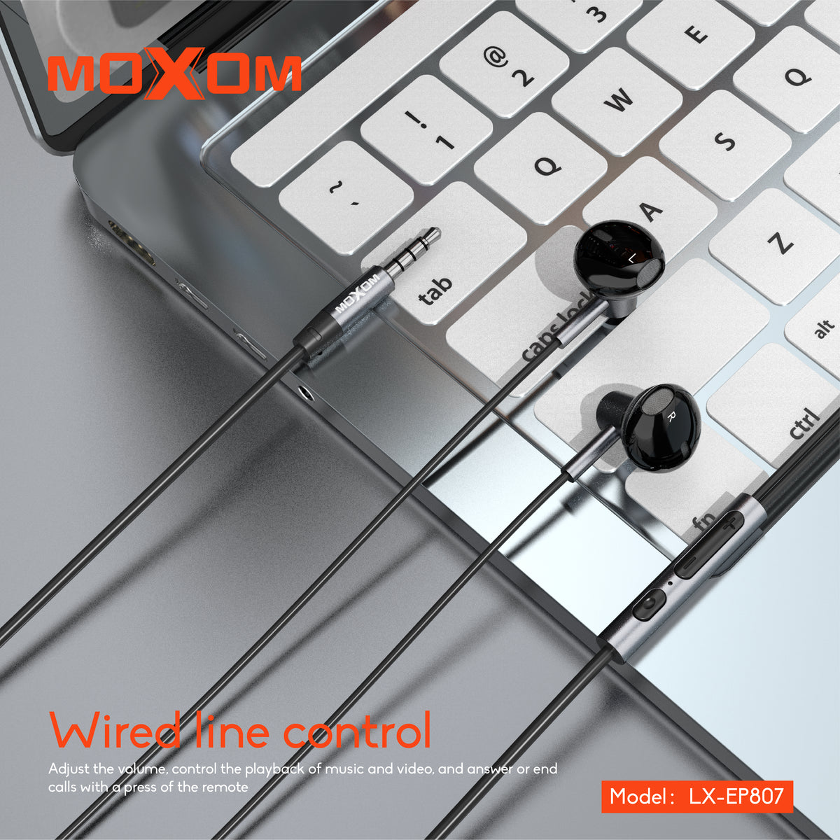 3.5mm AUX Dynamic Earphone 14.2mm Driver – MOXOM LX-EP807