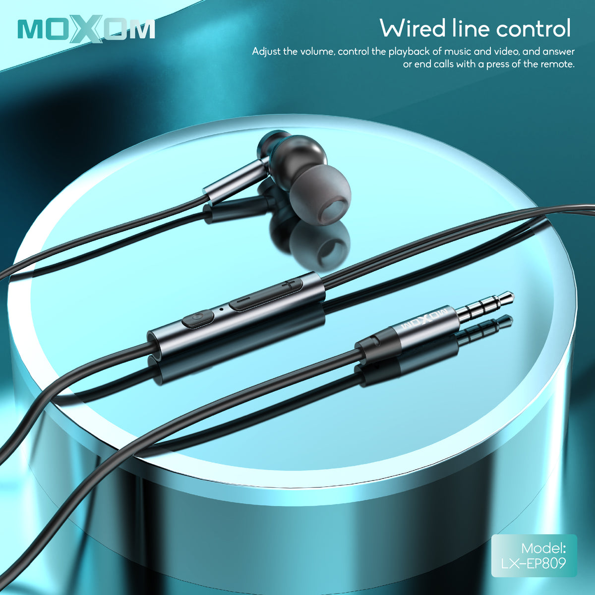 3.5mm AUX Dynamic Wired Earphone – MOXOM LX-EP809