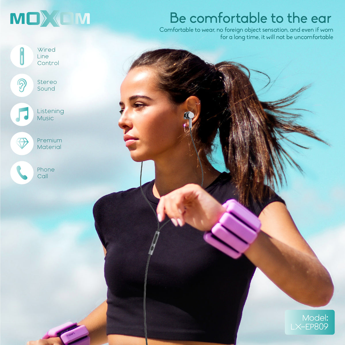 3.5mm AUX Dynamic Wired Earphone – MOXOM LX-EP809