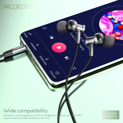 3.5mm AUX Dynamic Wired Earphone – MOXOM LX-EP809