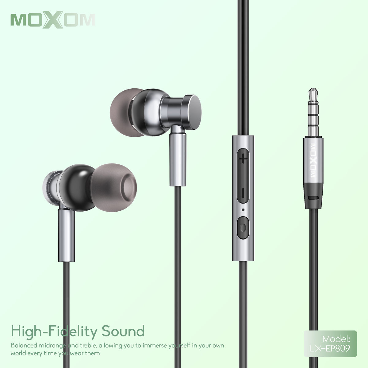 3.5mm AUX Dynamic Wired Earphone – MOXOM LX-EP809
