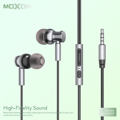 3.5mm AUX Dynamic Wired Earphone – MOXOM LX-EP809