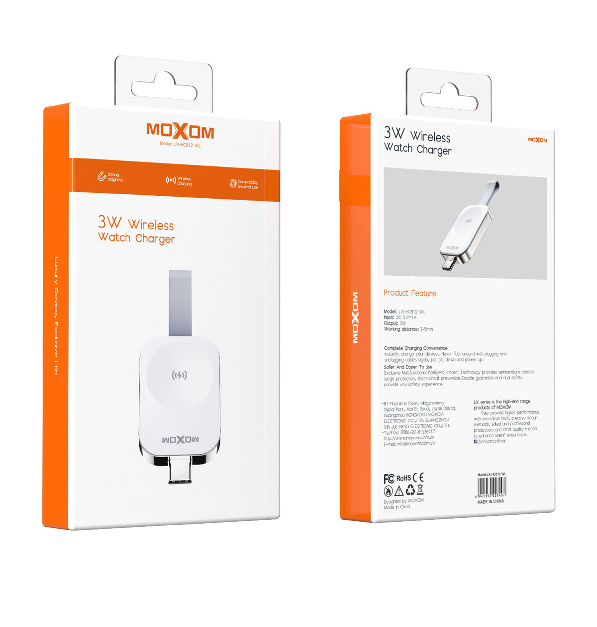 Moxom LX-HC812 3W Wireless Watch Charger – White