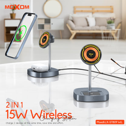 Moxom LX-ST809 2-in-1 Wireless Charging Station