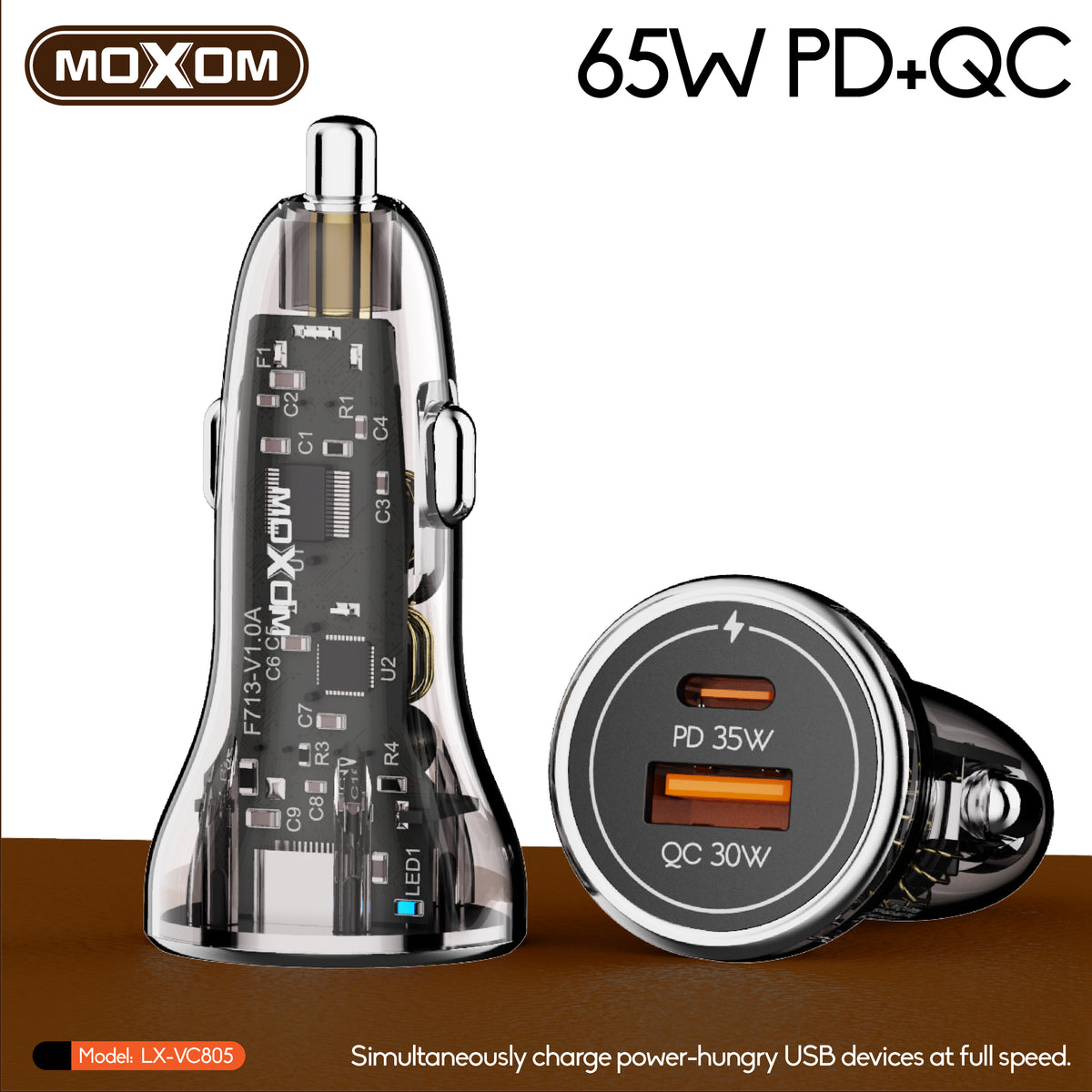 Moxom LX-VC805 65W PD+QC Transparent Car Charger