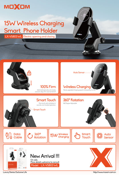 Moxom LX-VS803WL Wireless Charging Smart Phone Holder