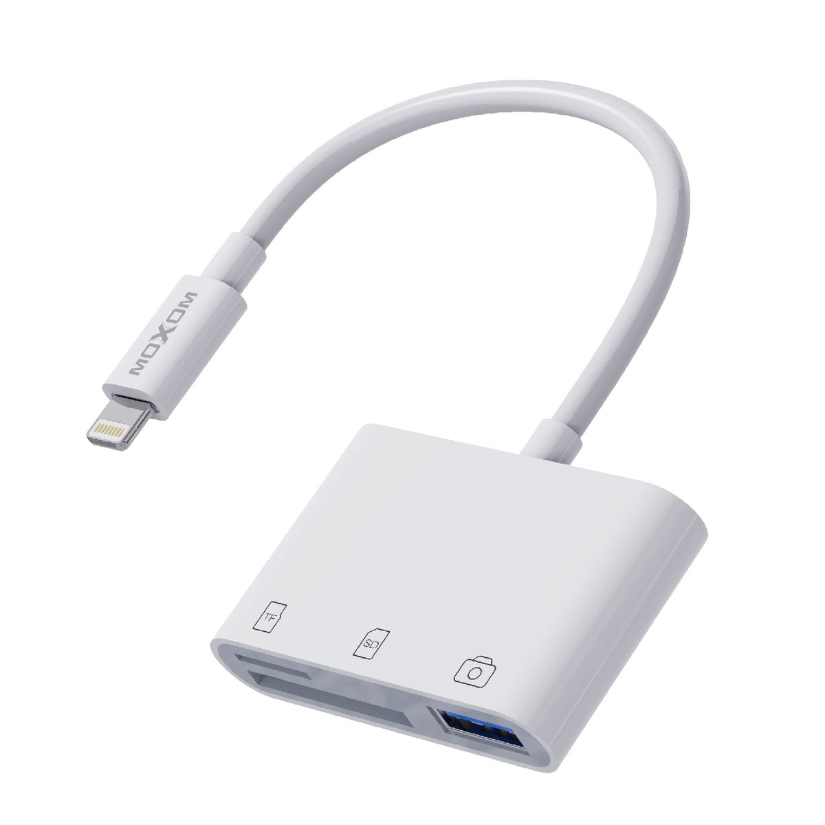Moxom MX-AX52 3-in-1 OTG to Lightning USB Adapter - white background