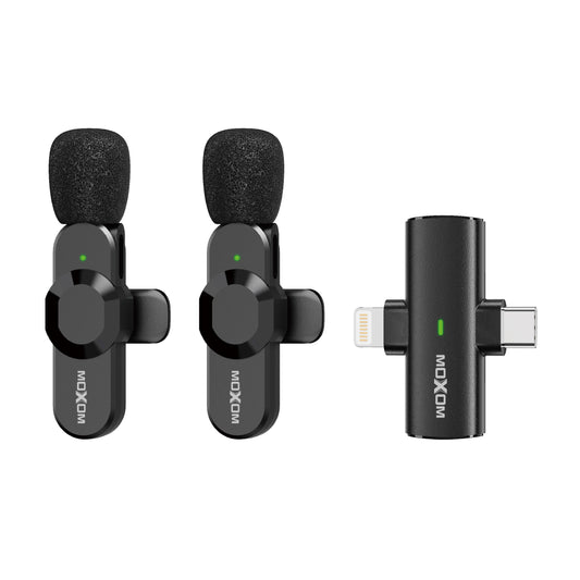 MOXOM MX-AX78 Rhythm Dual Wireless Lavalier Microphones – 2 Mics, 25m Range, Type-C Charging