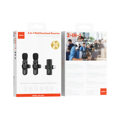 MOXOM MX-AX78 Rhythm Dual Wireless Lavalier Microphones – 2 Mics, 25m Range, Type-C Charging