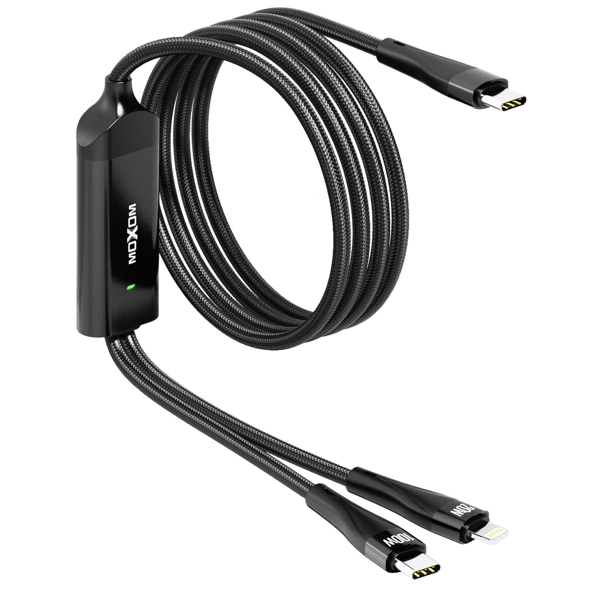 MOXOM MX-CB156 2-in-1 Charging Cable – 100W USB-C to USB-C + Lightning, Charge Laptop & iPhone Together