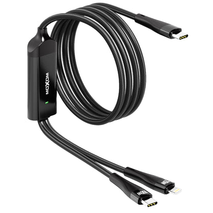 MOXOM MX-CB156 2-in-1 Charging Cable – 100W USB-C to USB-C + Lightning, Charge Laptop & iPhone Together
