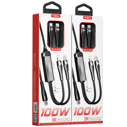 MOXOM MX-CB156 2-in-1 Charging Cable – 100W USB-C to USB-C + Lightning, Charge Laptop & iPhone Together