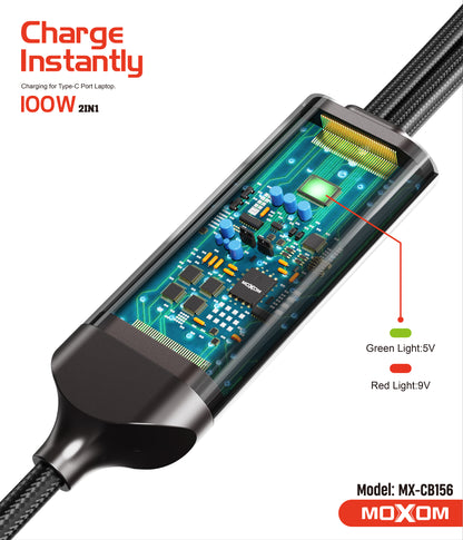 MOXOM MX-CB156 2-in-1 Charging Cable – 100W USB-C to USB-C + Lightning, Charge Laptop & iPhone Together