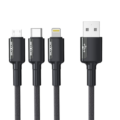 MOXOM MX-CB209 Strong Fast Charging Cable – Micro USB / Type-C / Lightning, Durable Build, 1.2m