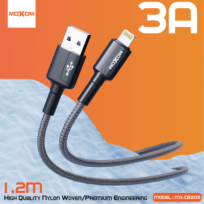 MOXOM MX-CB209 Strong Fast Charging Cable – Micro USB / Type-C / Lightning, Durable Build, 1.2m
