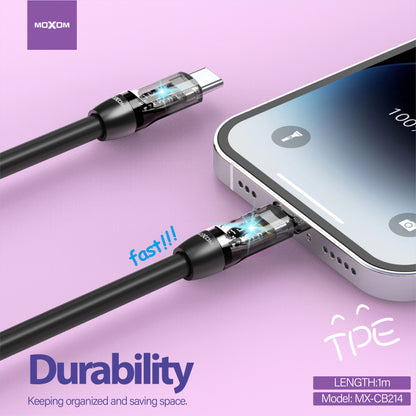 MOXOM MX-CB214 USB-C to Lightning Cable – 36W PD Fast Charging, Durable Everyday Use